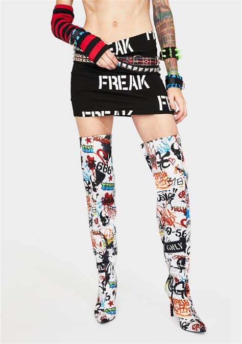 Graffiti Thigh High Boots – Unik N Preti